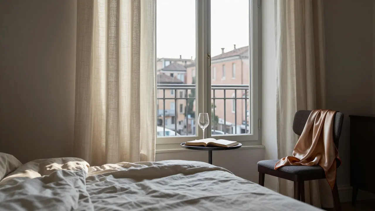 An empty yet lived-in apartment in Navigli after a memorable evening.