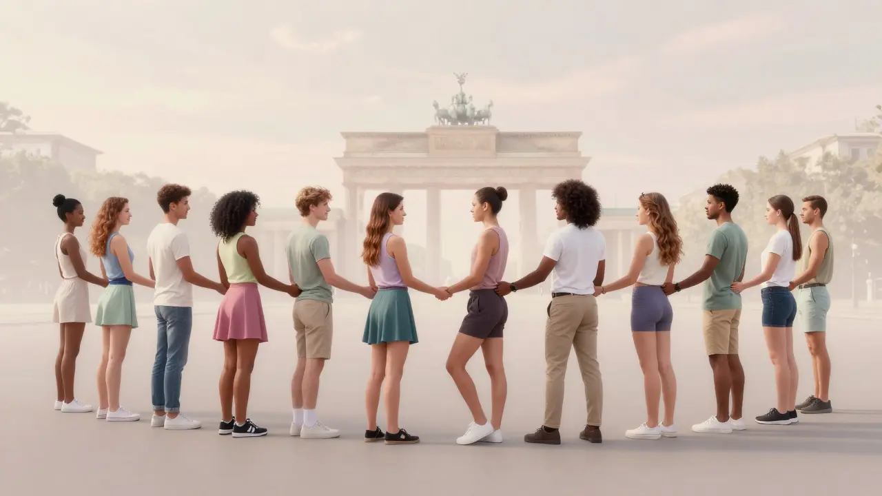 Symbolic chain of support among LGBTQ+ community and escorts in Berlin